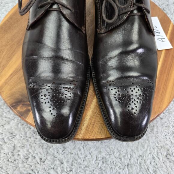 Faconnable Men 45 Brown Leather Medallion Business Derby Oxford Daily Dress Shoe main image 4